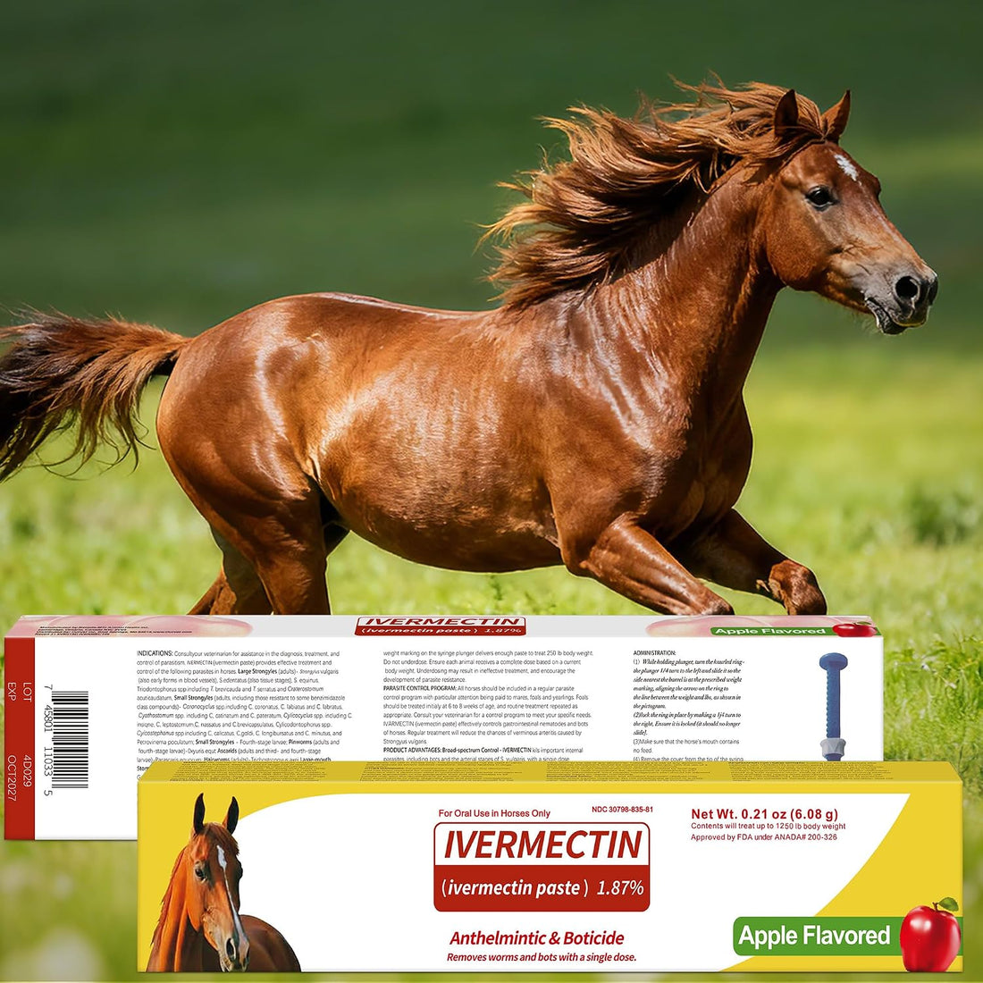 Horse Paste 1.87% – 4 Pack (6.08g Each) Apple Flavored Oral for Horses