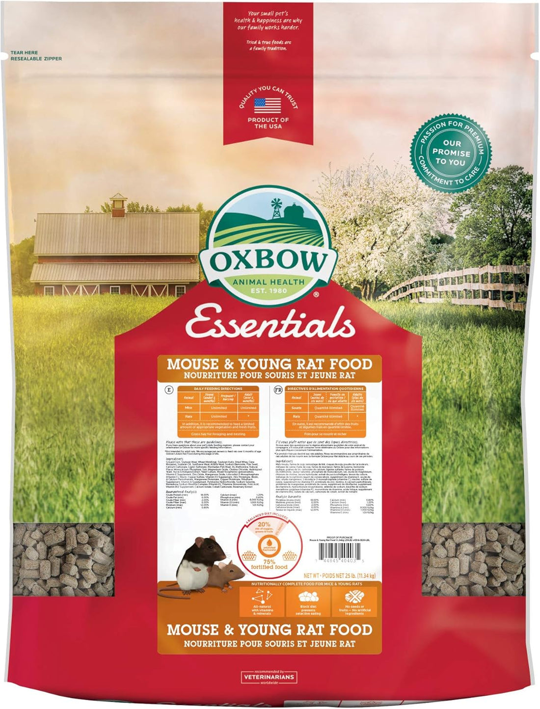Oxbow Essentials Mouse & Young Rat Food, Complete Rodent Pellets