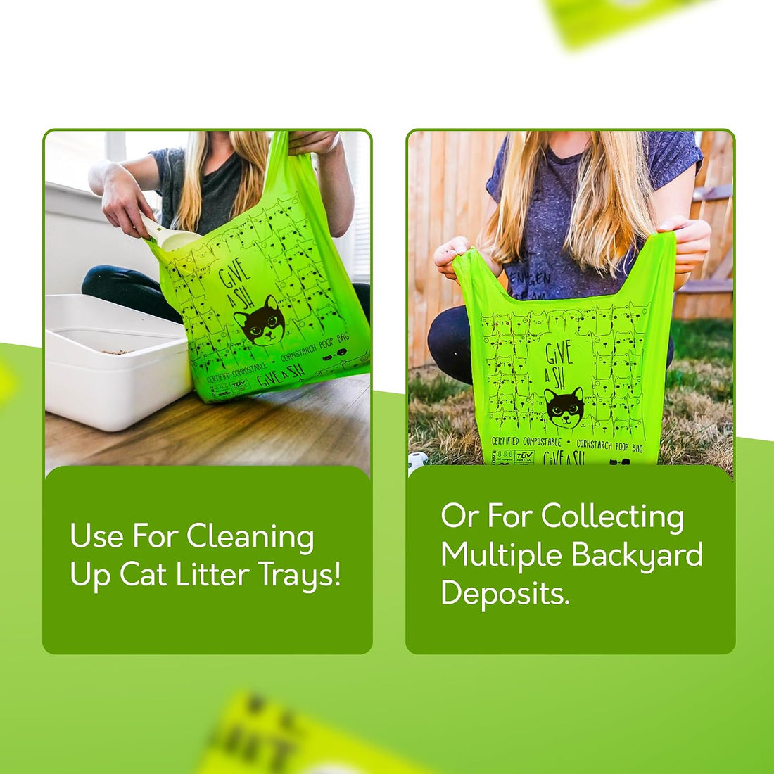 Certified Home Compostable Cat Litter Bags For Poop - 10% to Charity