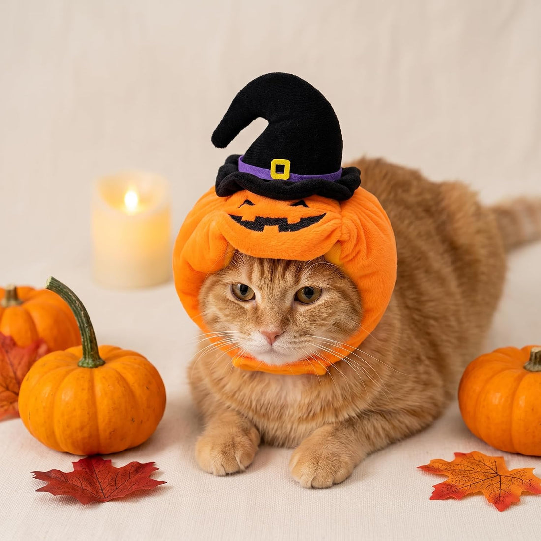 5-Pack Cat Halloween Hat Set - Witch Pumpkin Bat
