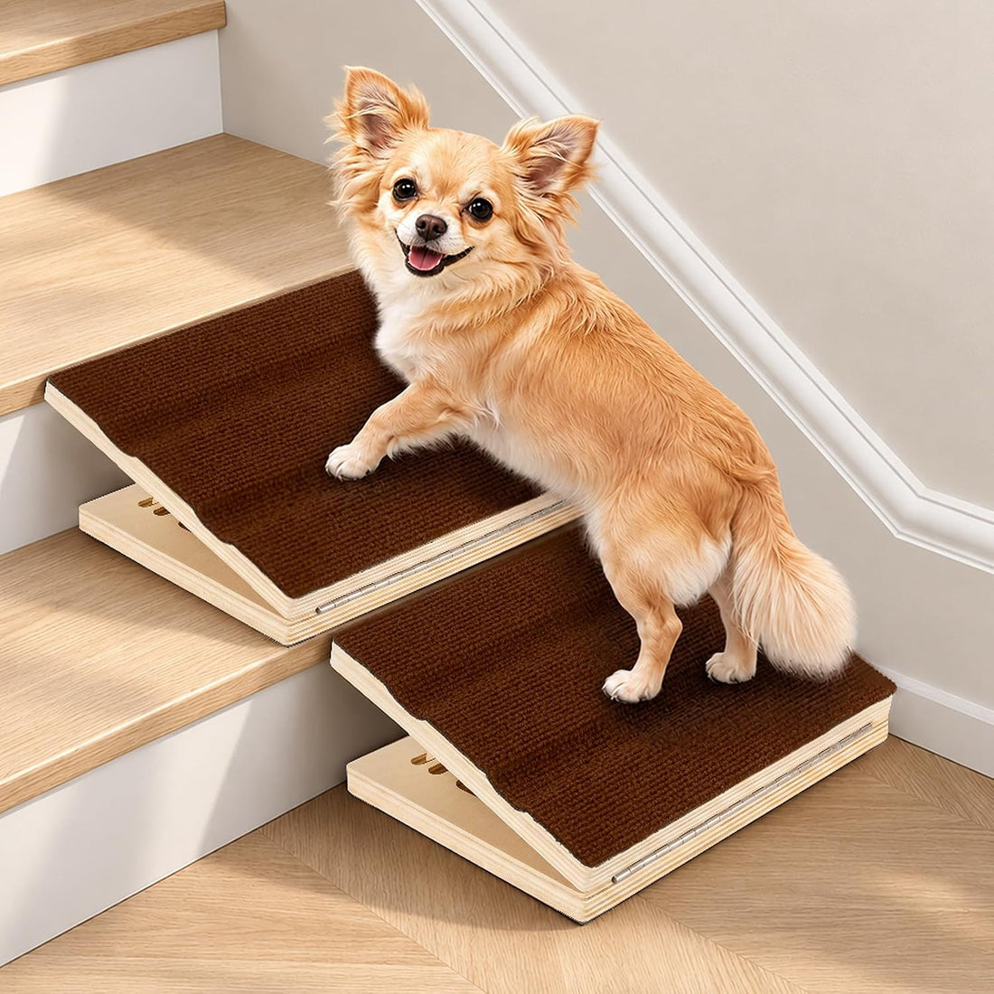 Adjustable Dog Ramp for Stairs, Non-Slip Pet Steps for Small Dogs