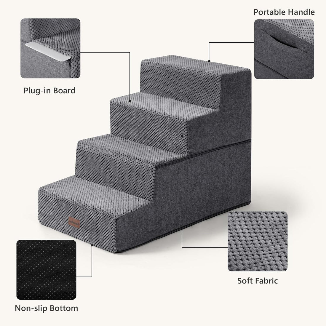 Aodisman Dog Steps for Bed or Couch,4-Step Pet Stairs for Small Dogs