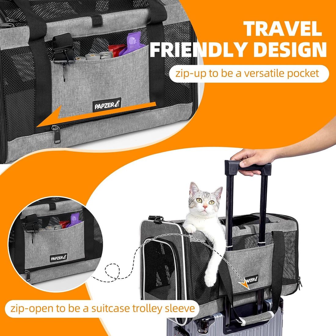 Cat Carrier Soft-Sided Travel Bag for Medium to Large Cat Over 15lbs