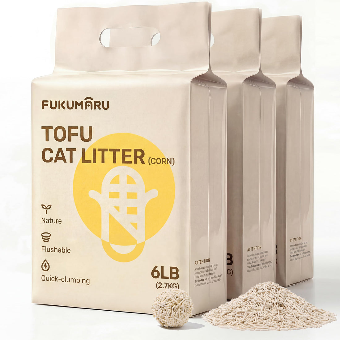 FUKUMARU Tofu Cat Litter - Natural Lightweight Unscented Cat Litter