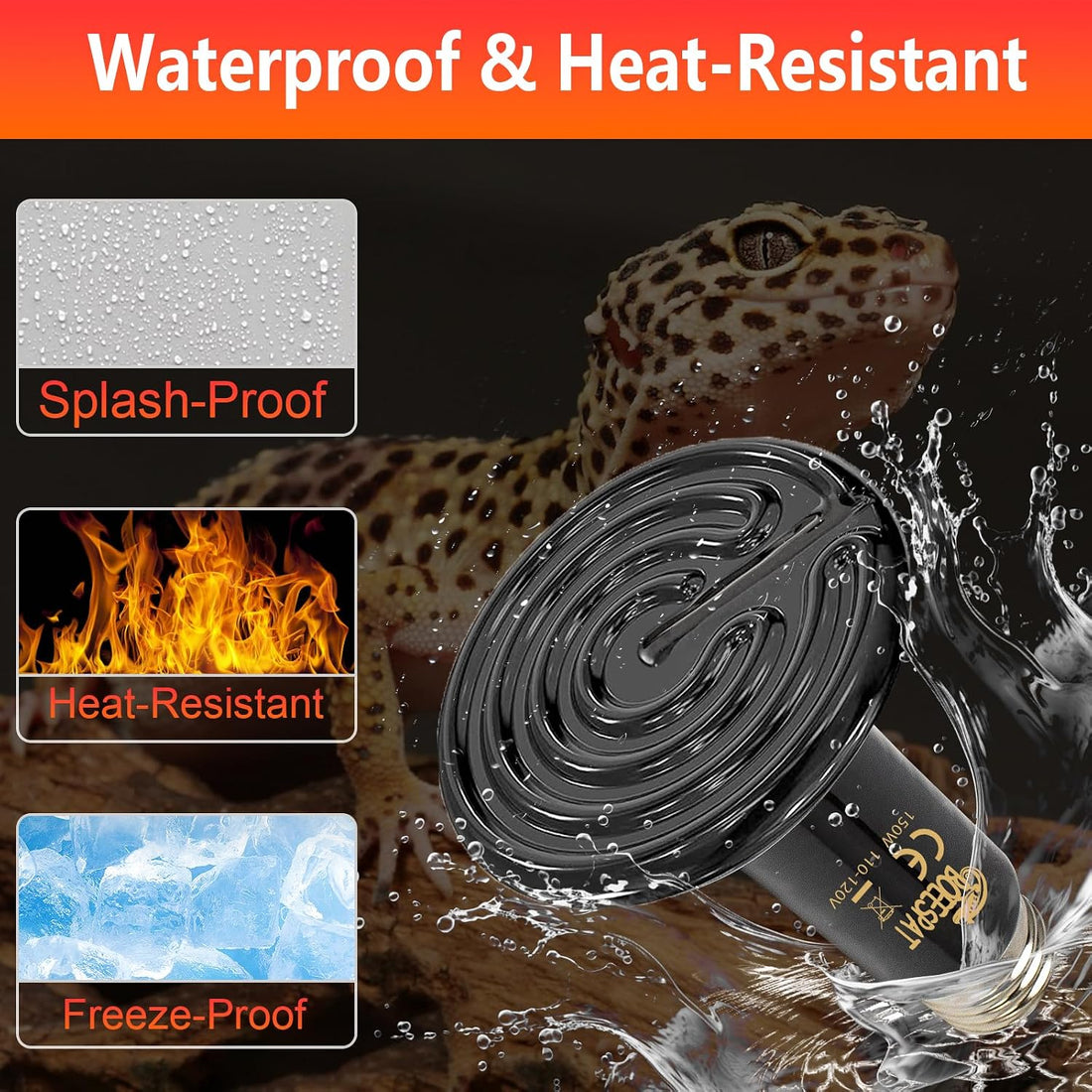 60W Ceramic Heat Emitters, Pack of 2 Reptile Heat Lamp Bulbs