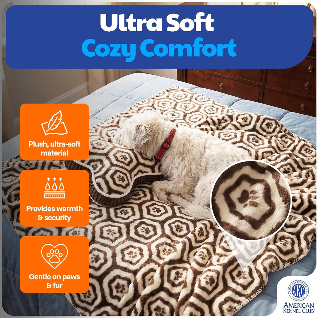 American Kennel Club 60''x50'' Pet Blanket & 10'' Pillow Set