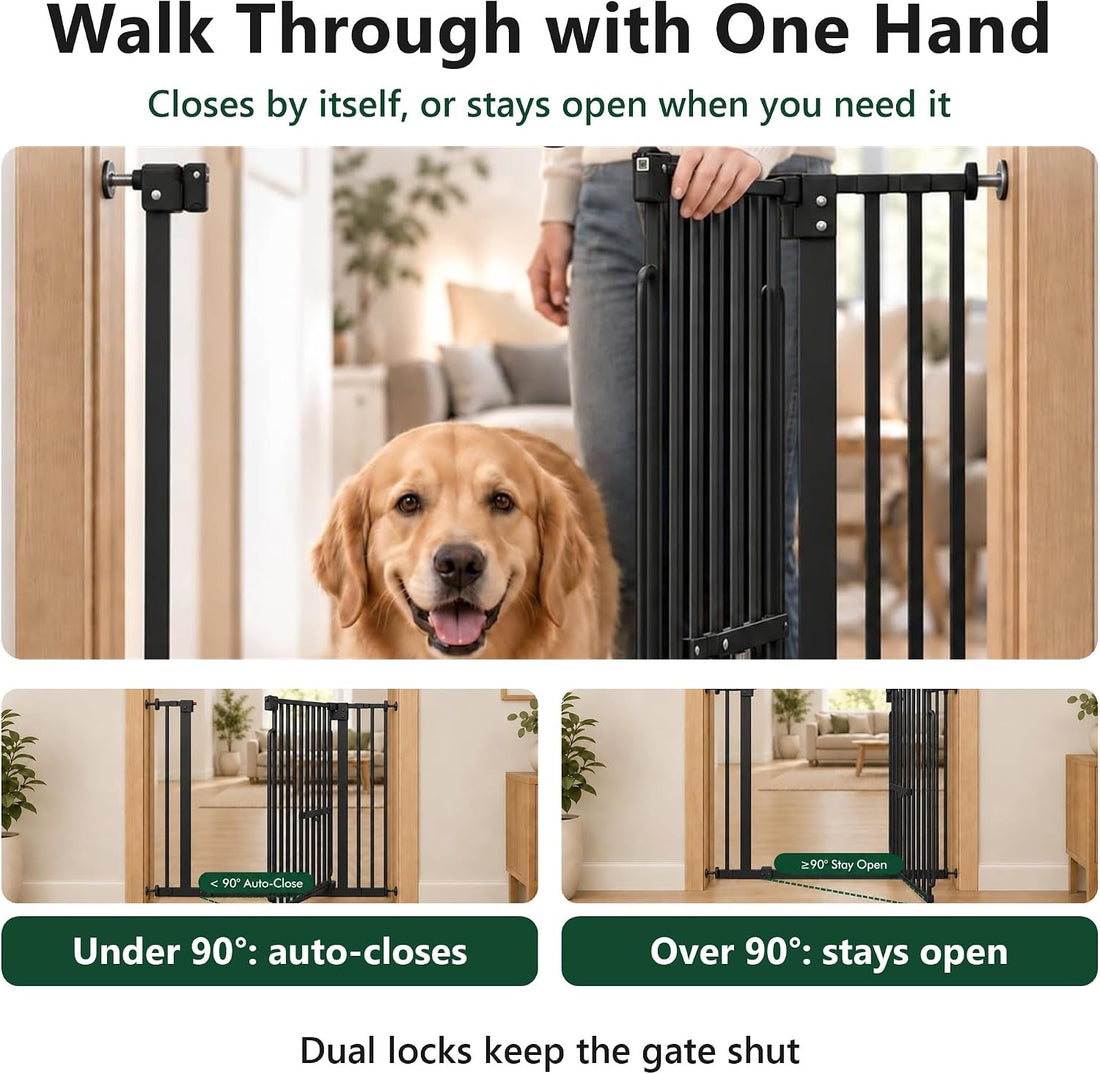 Dog Gate with Adjustable Cat Door, 29.5-37 in Wide
