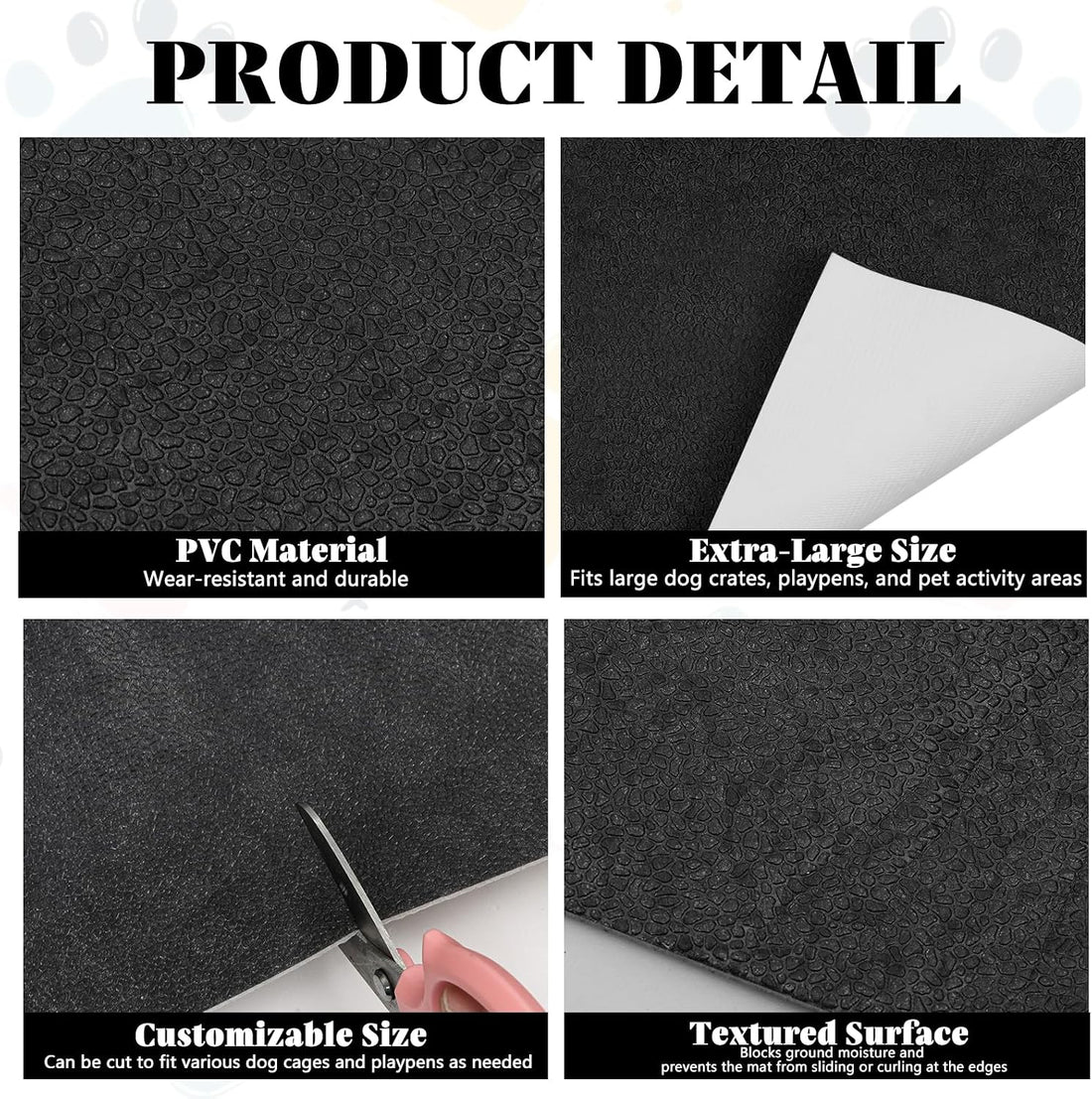 47"x61" Under Dog Crate Mat, Waterproof Floor Protector Mat