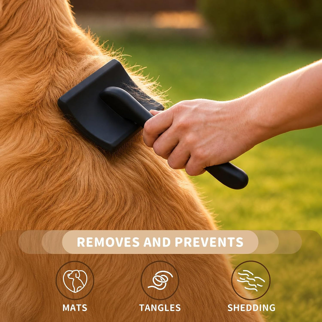 Slicker Brush for Dogs, Long Pin Doodle Brush with Metal Comb, Black