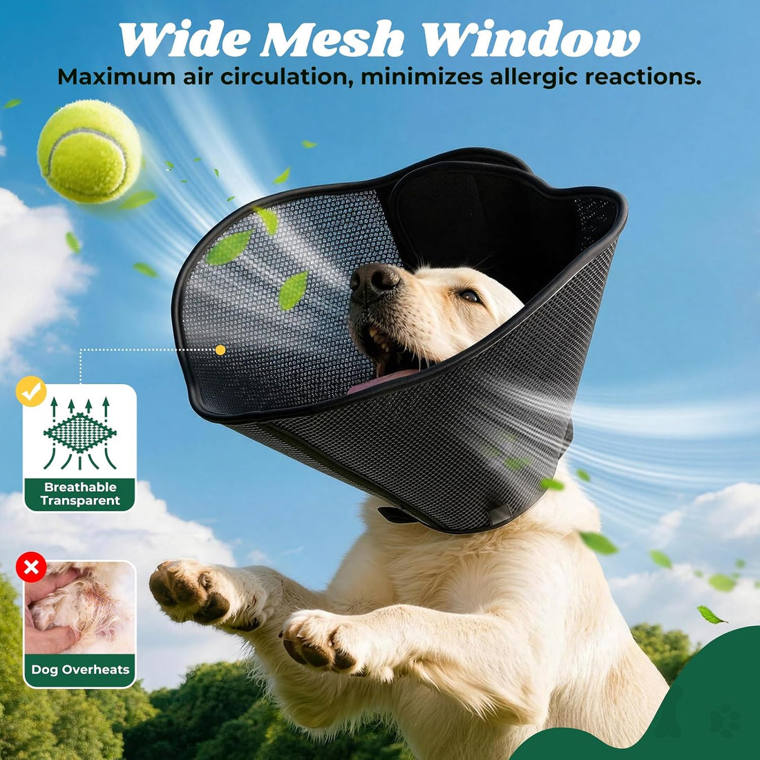 Soft Dog Cone Collar,Adjustable Elizabethan Anti-Lick Pet Recovery