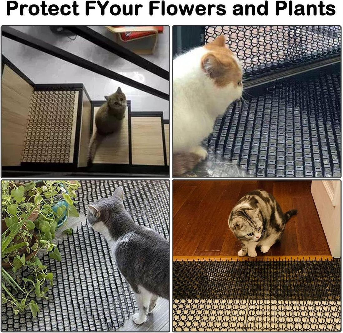 Fhiny 8"×16" Cat Deterrent Mat,12 Pack Cat Scat Mat with Spike Cat