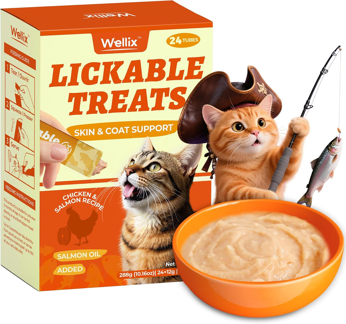 Wellix Lickable Cat Treats Salmon Oil & Chicken Flavor Cat Snacks