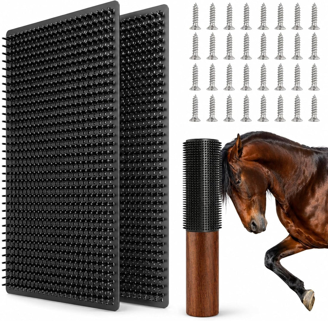 2 Pack Large Livestock Scratching Brush, Horse Scratching Post Pad