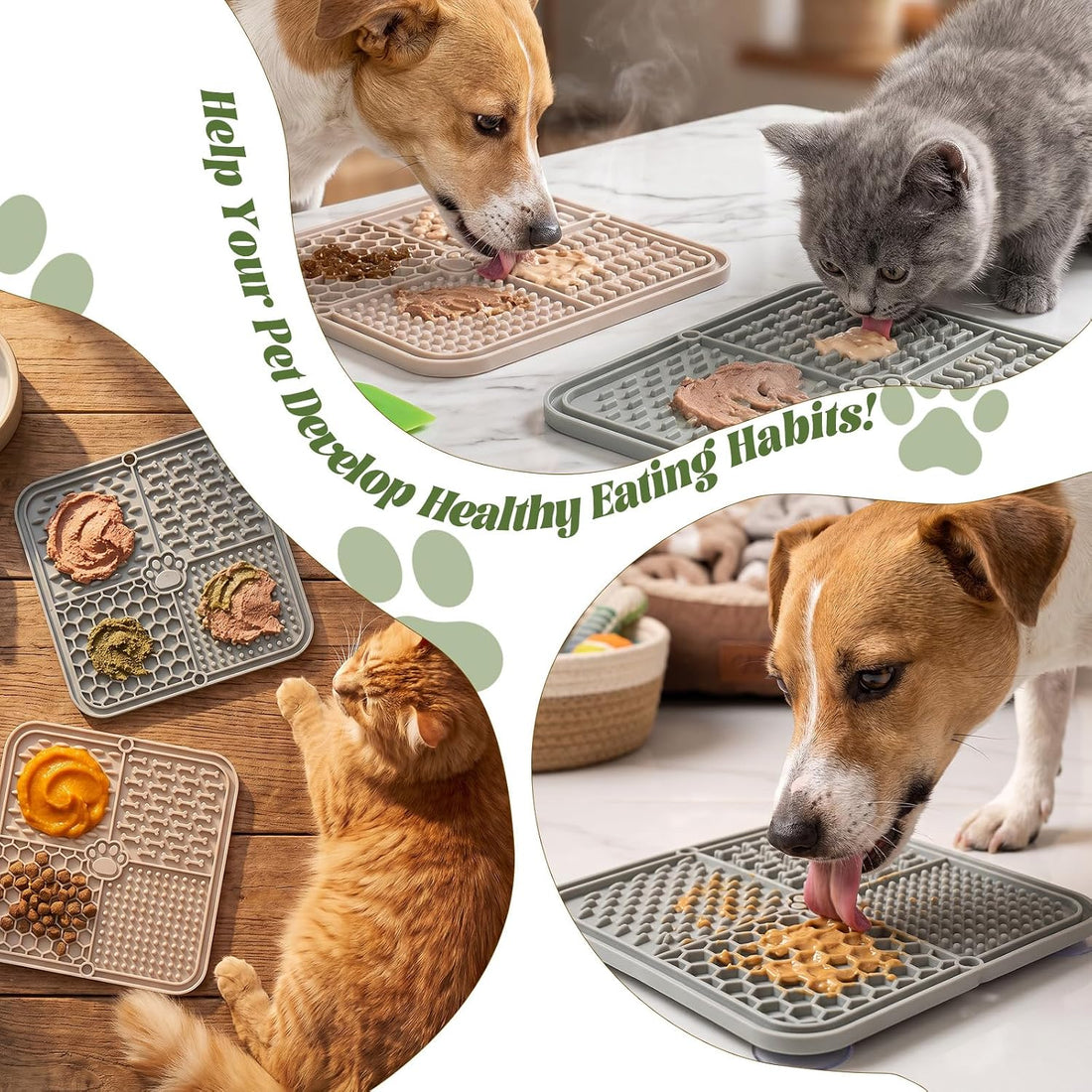 Lick Mat for Dogs and Cats, 2 Pack Silicone Lick Pad with Suction Cups
