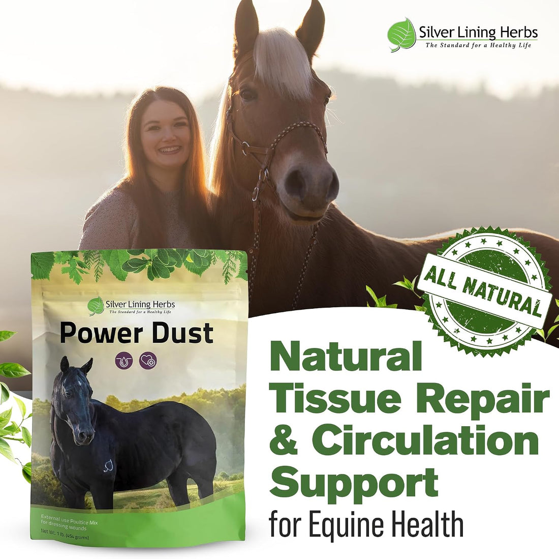 Silver Lining Herbs Power Dust Horse Wound Care Powder - 1 lb