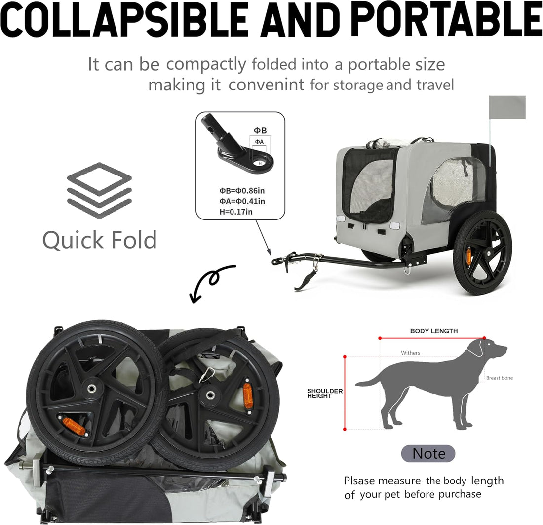 KEIKI Dog Bike Trailer with Built-in Leash