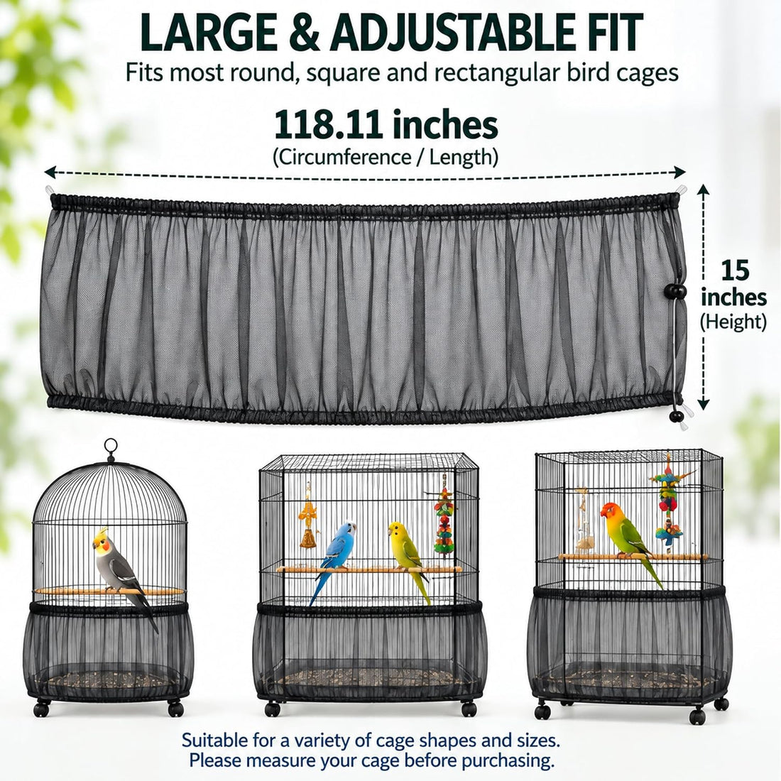 Shappy Bird Cage Net Cover Seed Catcher