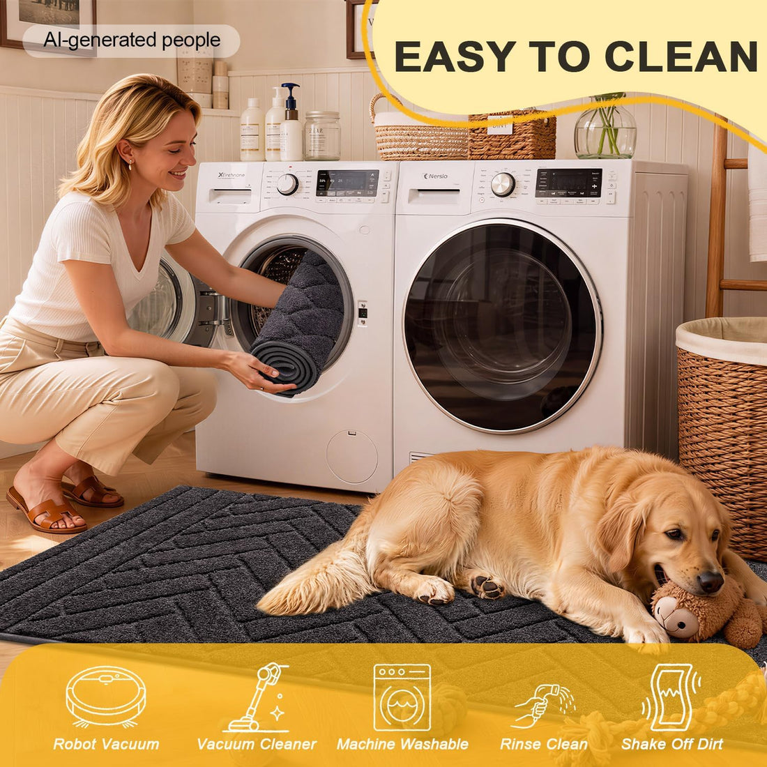 Tindbea Dog Door Mat for Mud Paws, Dirt Trapper Mud Mat, 24"x59"