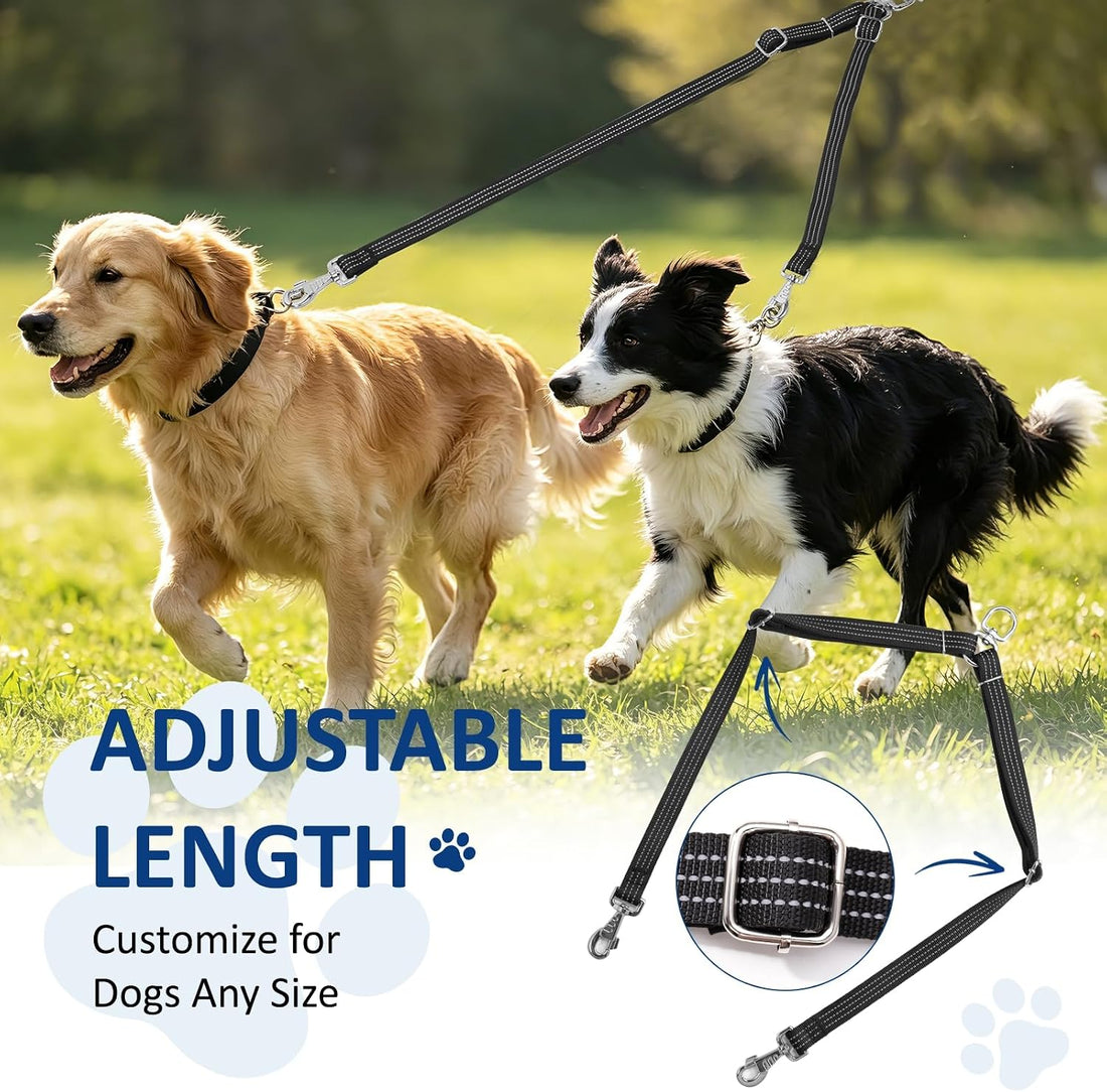 Double Dog Leash Coupler,No Tangle Dog Leashes Connector,Two Dogs