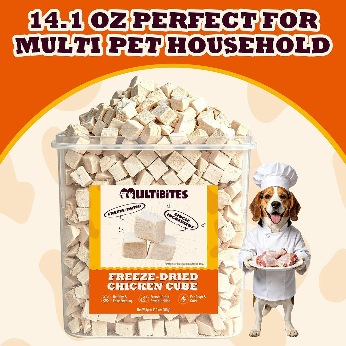 14.1oz Freeze Dried Chicken Cat & Dog Treats, Single Ingredient