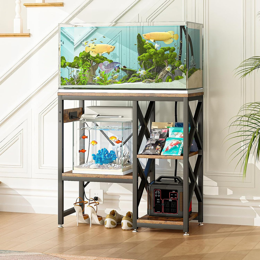 METYERRY 20-29-37 Gallon Fish Tank Stand with Power Outlet,Adjustable