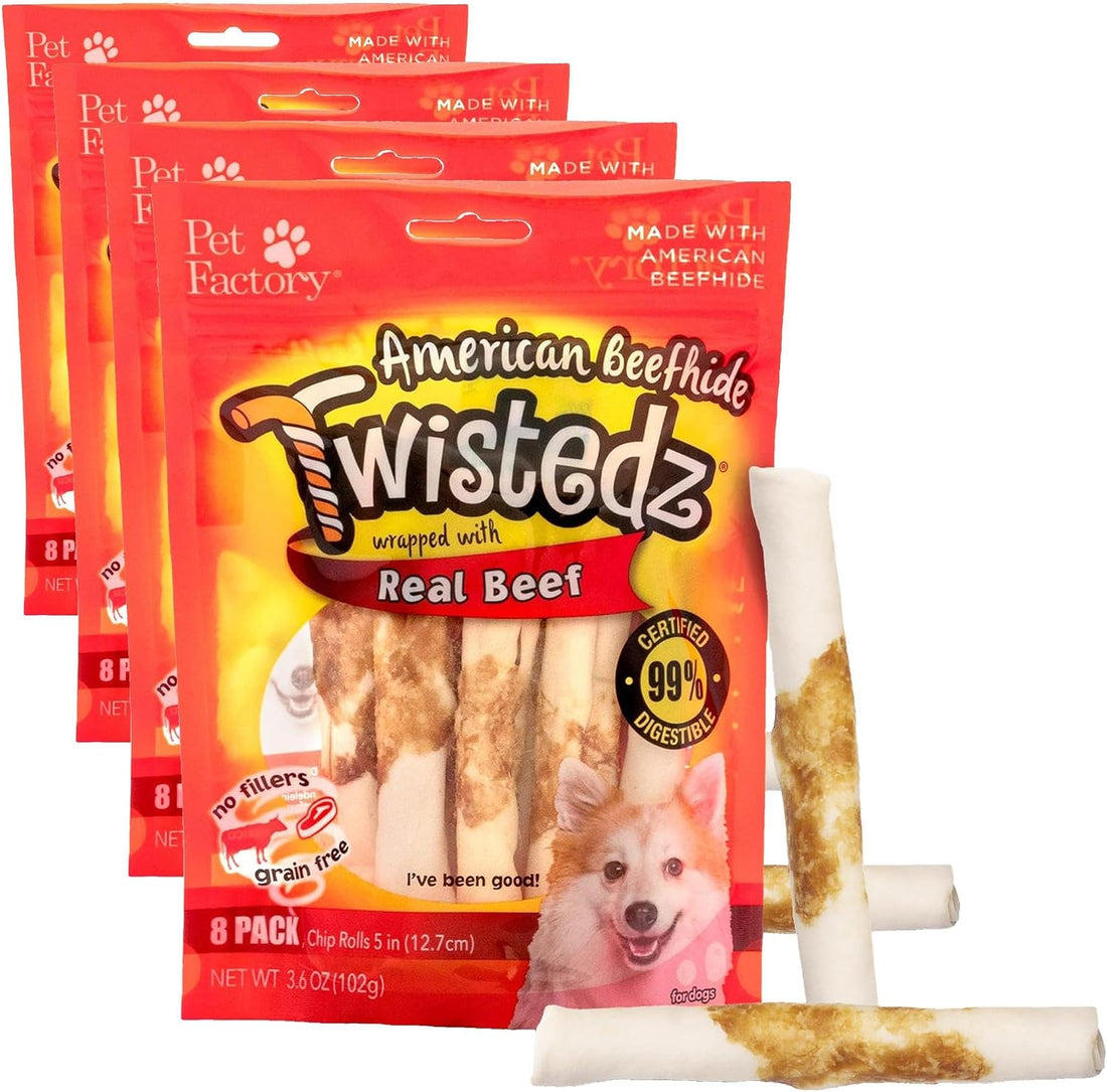 Pet Factory Twistedz American Beefhide 5" Chip Rolls Dog Chew Treats