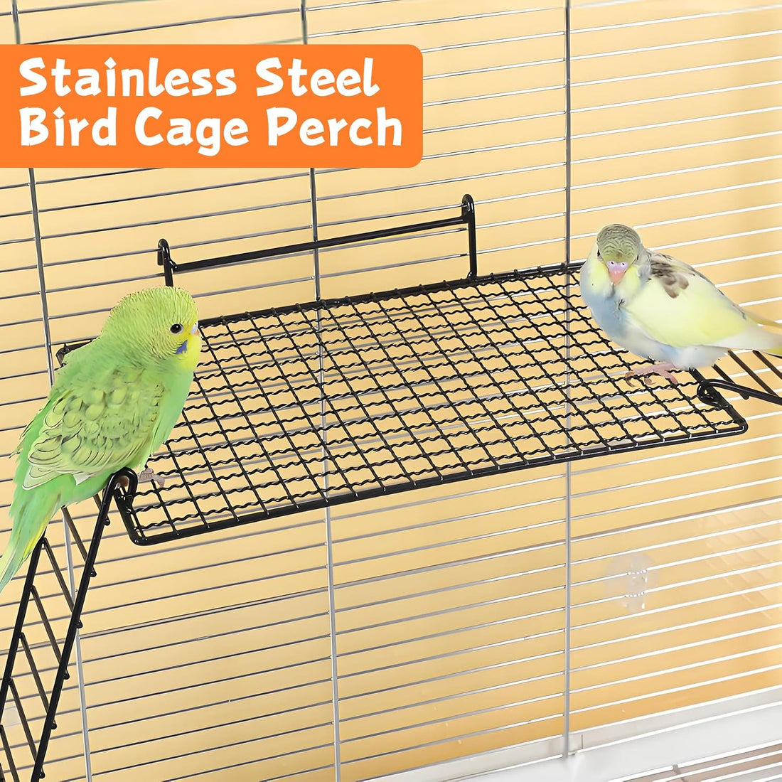 BNOSDM Stainless Steel Grid Platform for Parakeet 4 PCS Bird Perches