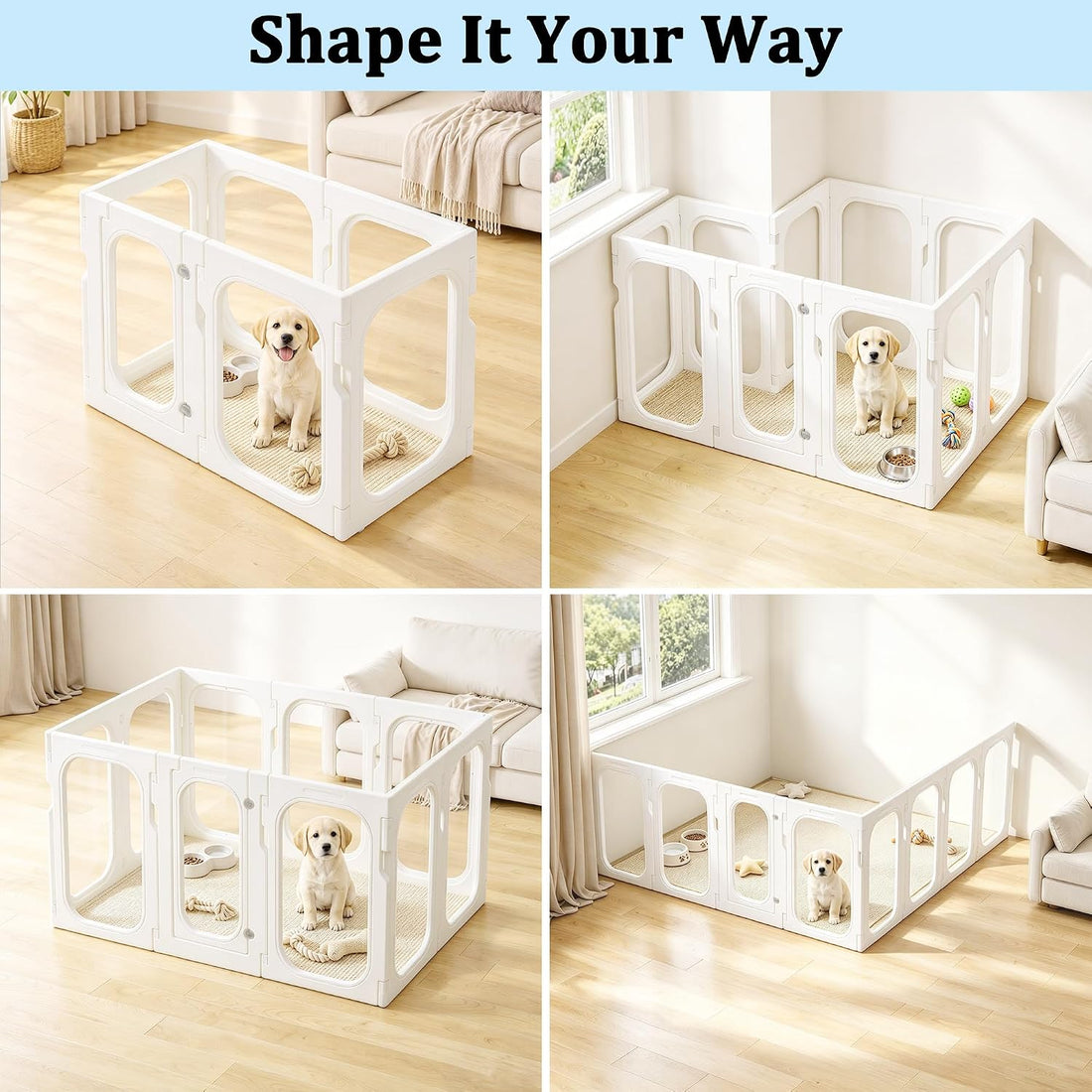 26" H Clear Acrylic Indoor Dog Playpen for Puppies, 10-Panel