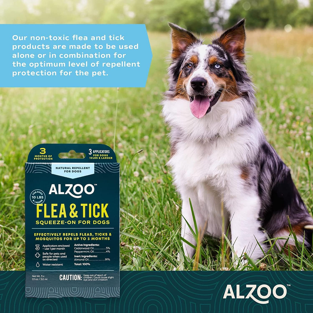 ALZOO Flea & Tick Squeeze-On + Spray Kit for Dogs
