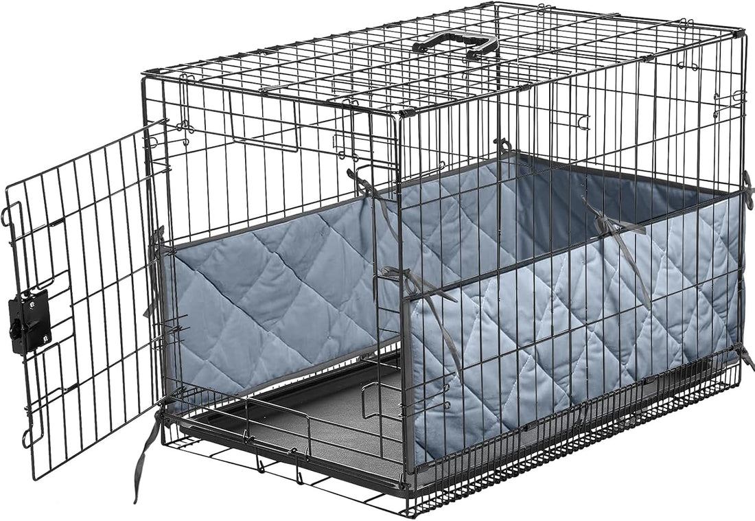 Dog Crate Bumper with Ties, 18"X12"X7" Gray for Inside Crate Tail