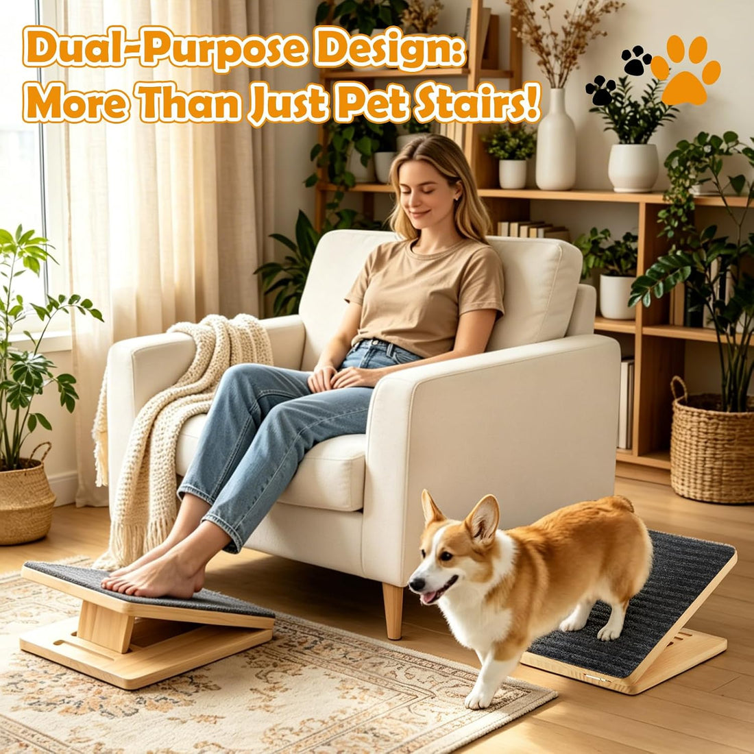 Adjustable Dog Ramp for Stairs - 3 Pack, Dog Stairs for Small Dogs