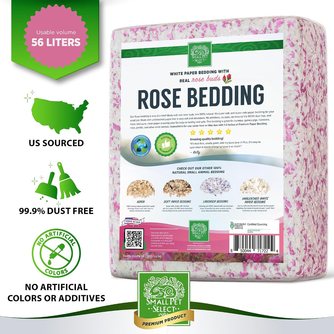Small Pet Select Rose Paper Bedding, Odor Control, 56 L