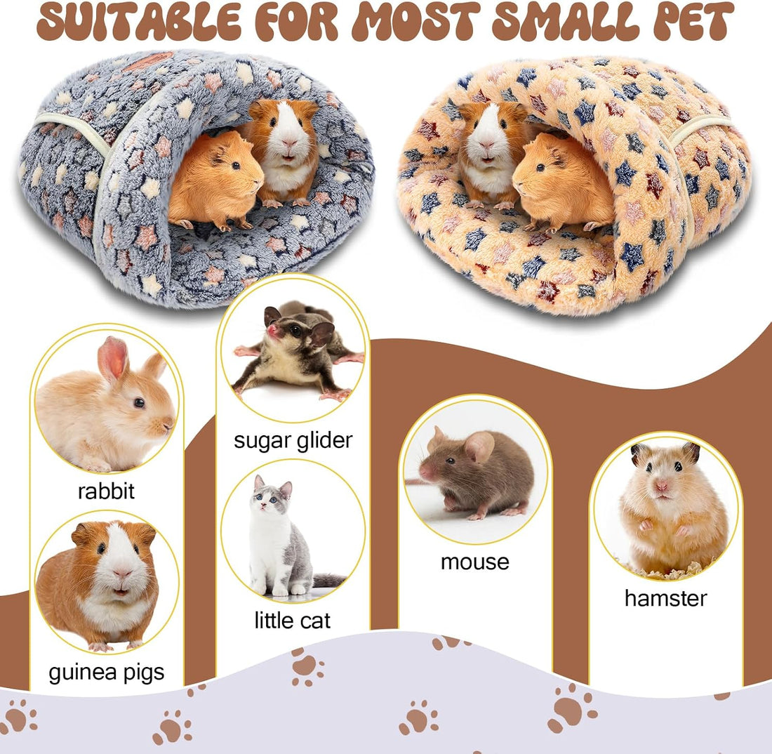 Wenqik 2 Pcs Guinea Pig Fleece Hideouts, Blue, Khaki, Star