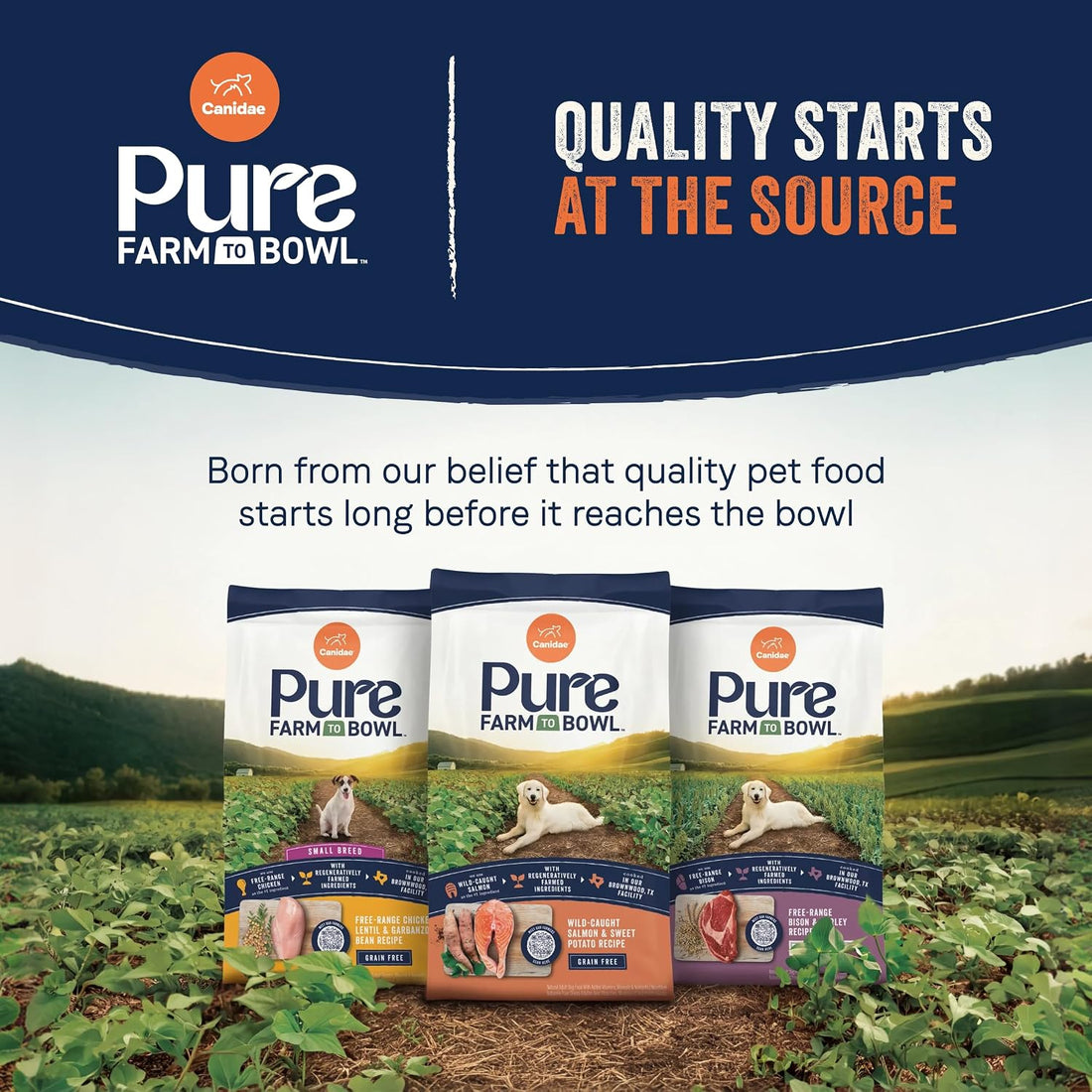 CANIDAE Pure Farm to Bowl Dog Food, Wild-Caught Salmon & Barley, 22 lb