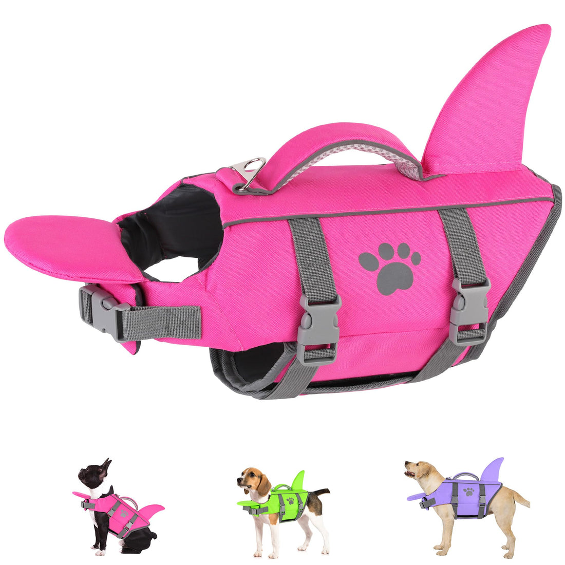 Dogcheer Dog Life Jacket Shark with Rescue Handle