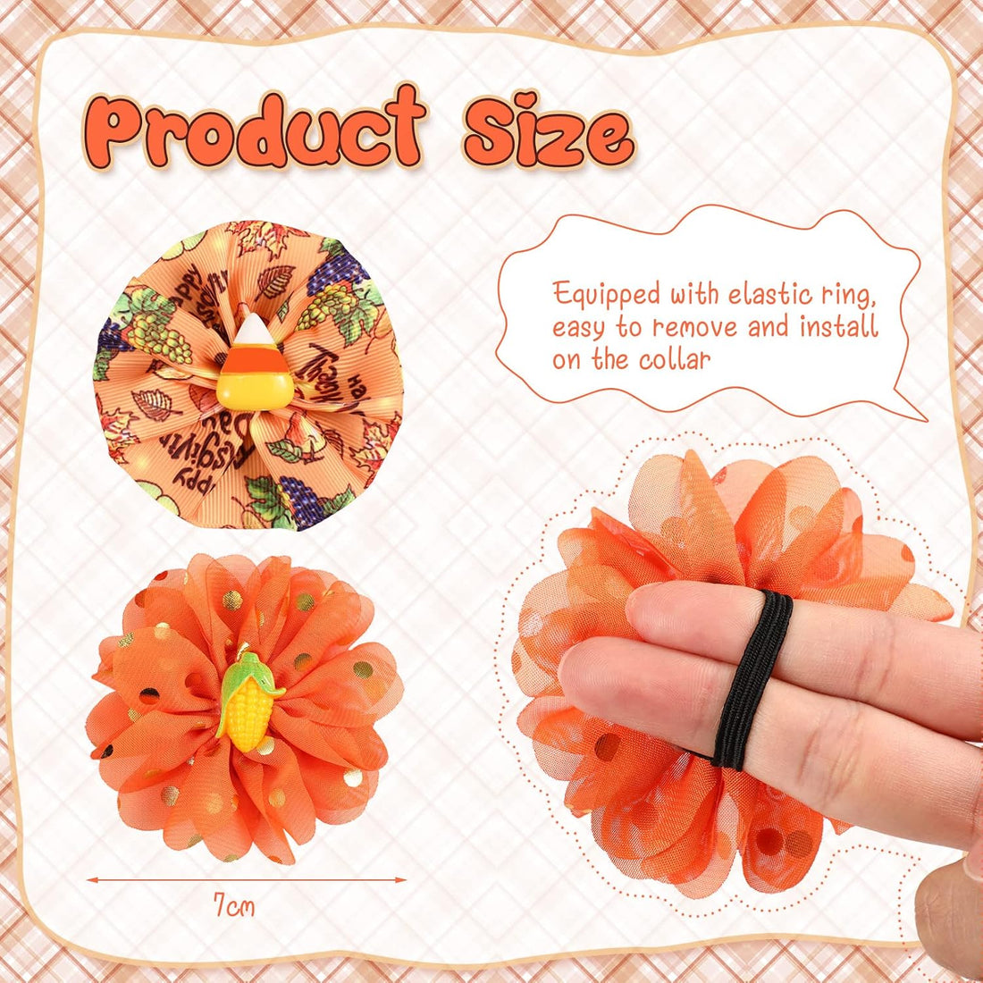 Frienda 8 Pcs Fall Thanksgiving Dog Collar Flower Attachment Bows