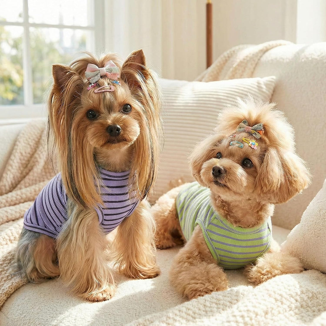 3Pack Dog Shirt Cotton Striped T-Shirts Stretchy Comfortable Pet Vest