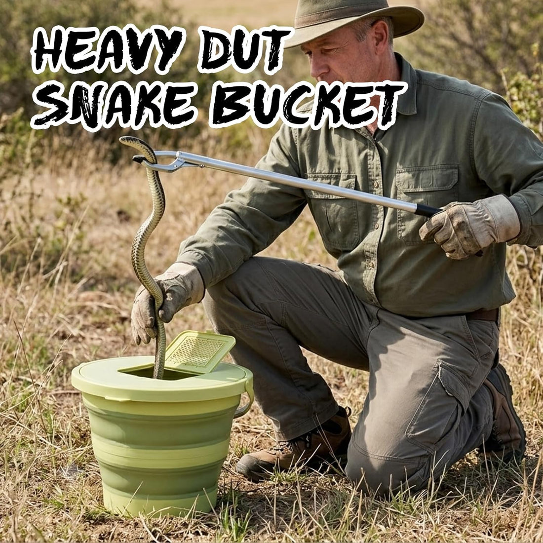 Snake Bucket 15L /4.Gal–Collapsible Container with Vented Seal Lid
