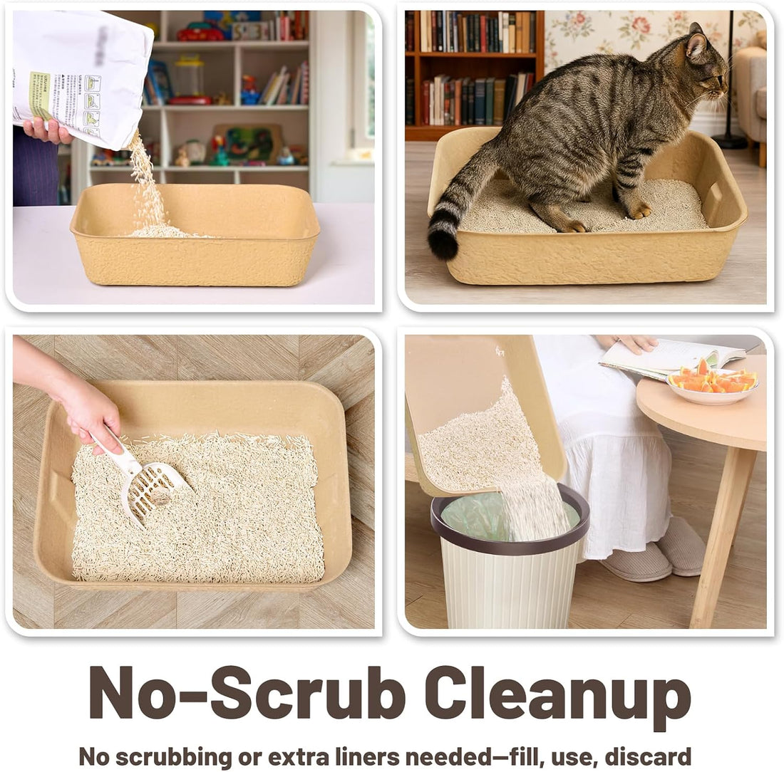 KAKKUE 4 Pack Disposable Cat Litter Boxes