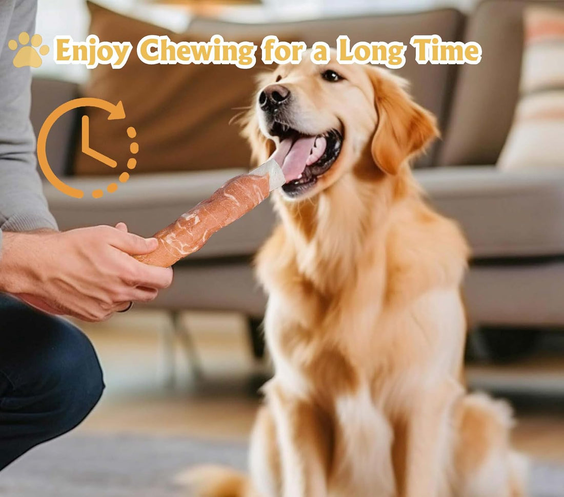 9 in Salmon Wrapped Rawhide Rolls, 160g, Long Lasting Chews for Dog
