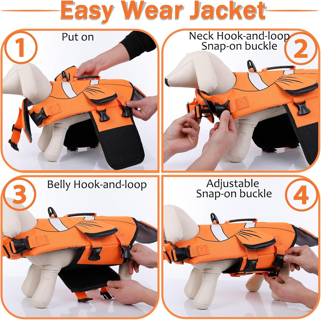 DENTRUN Dog Life Jacket for Swimming Boating
