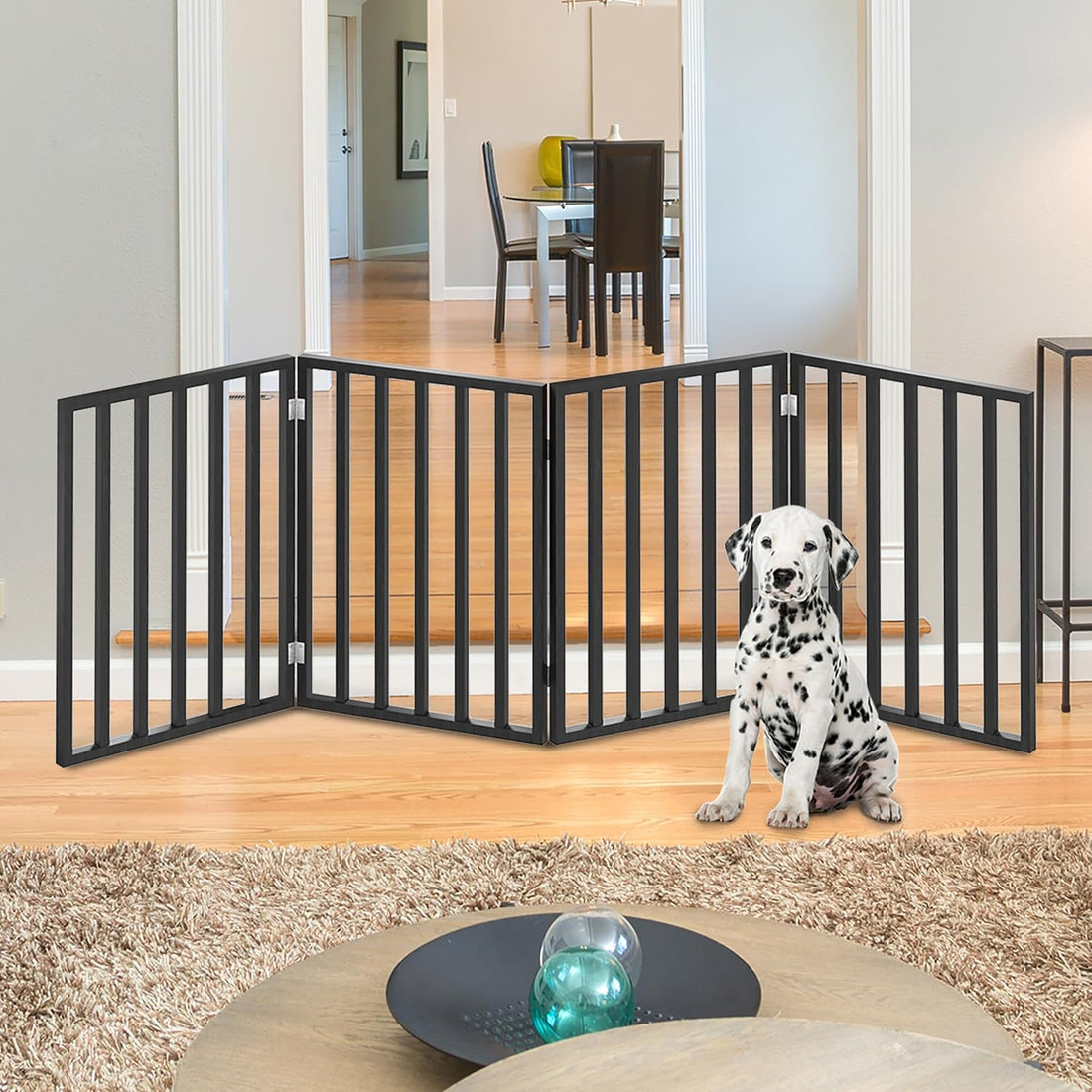 Pet Gate - 4-Panel Indoor Foldable Dog Fence for Stairs, Hallways