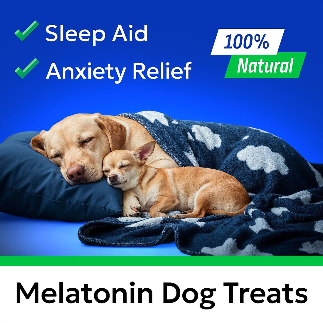 Dog Melatonin - Calming Sleep Aid Chews for Anxiety Relief, Relaxation