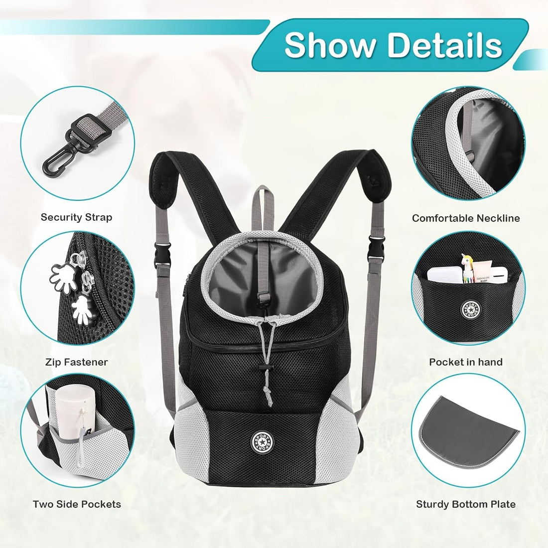 Front Dog Carrier Backpack, Hands-Free Chest Travel Backpack