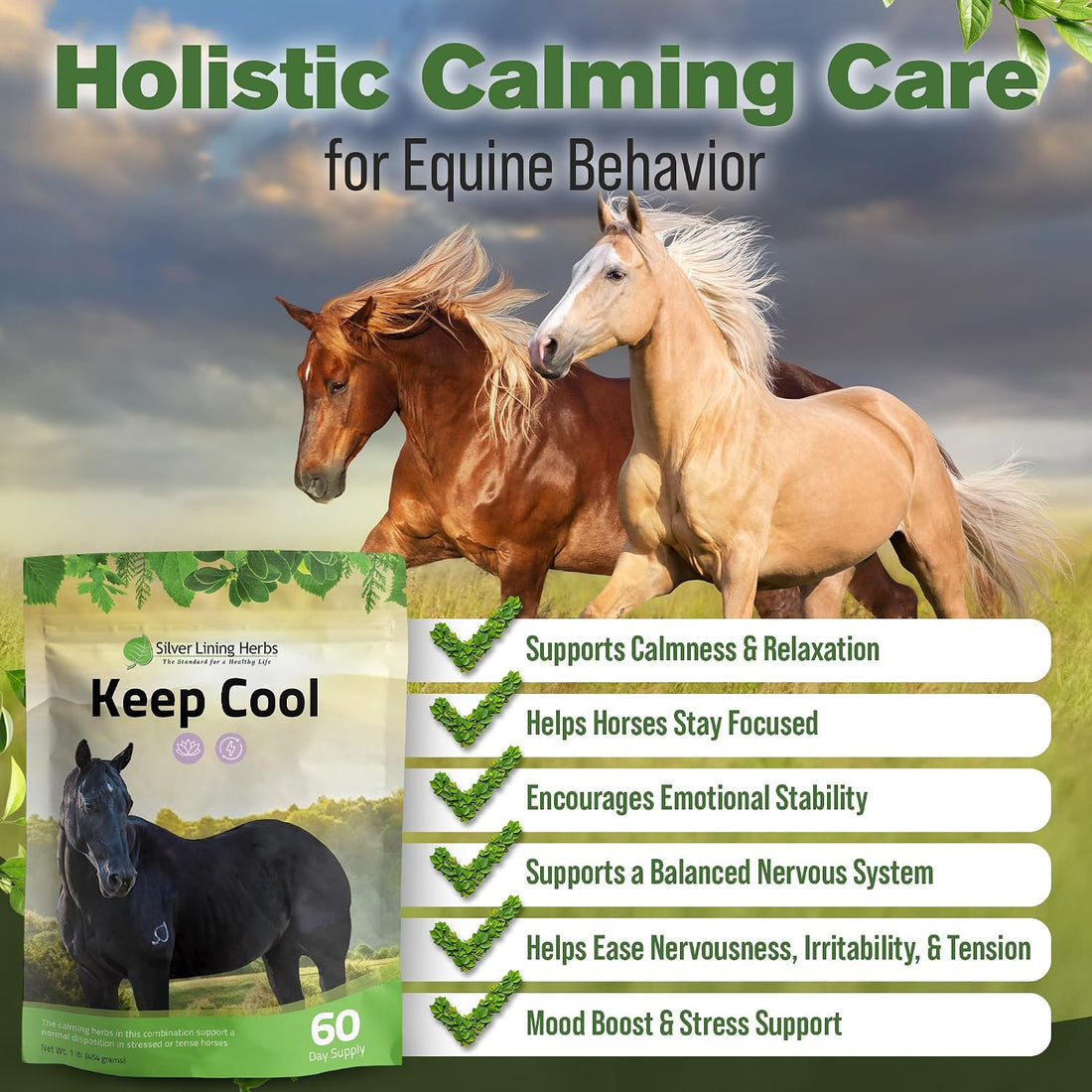 Silver Lining Herbs Keep Cool Horse Calming Supplement - 1 lb