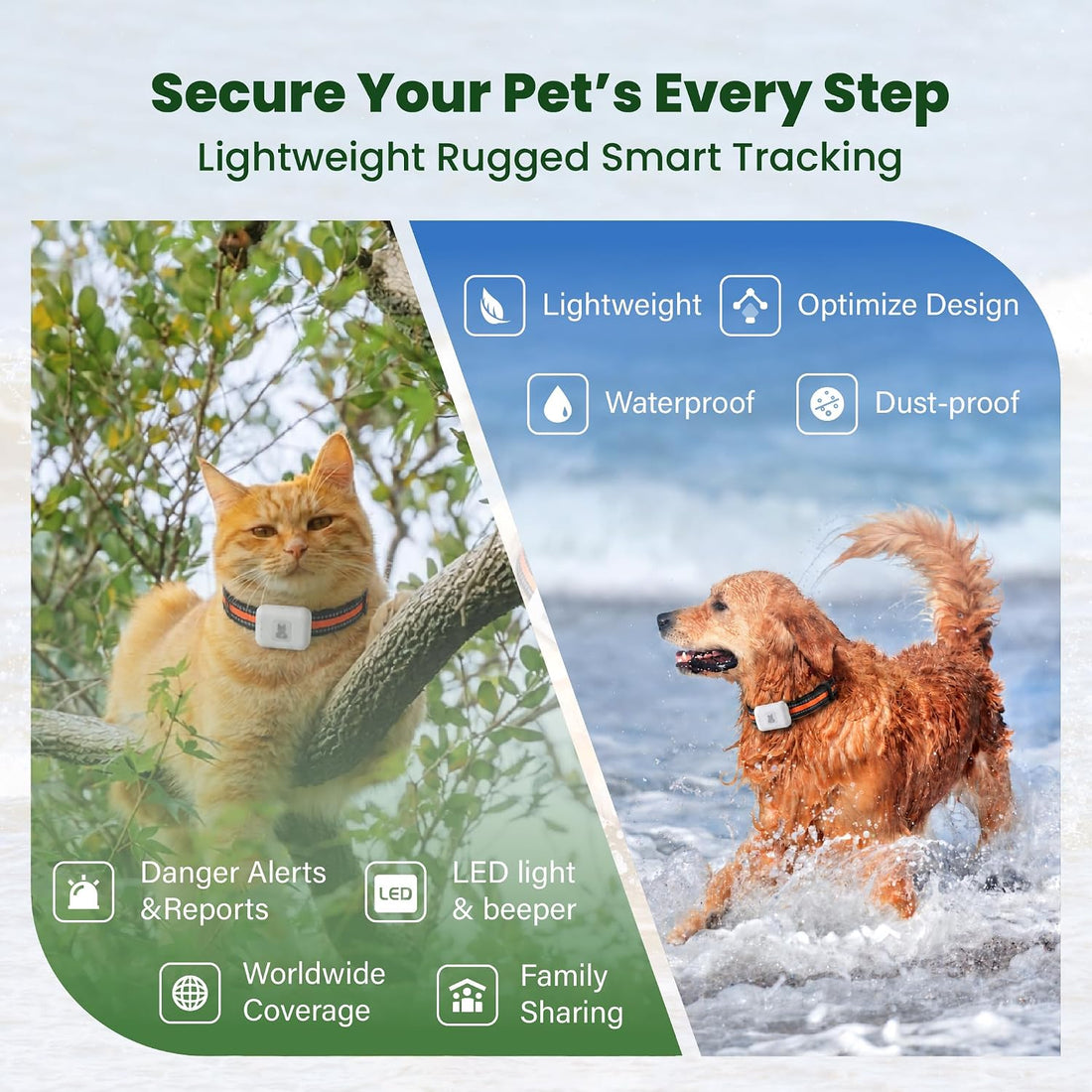 Dog Tracker GPS, Real Time Tracking & Virtual Fence 1-Year Service