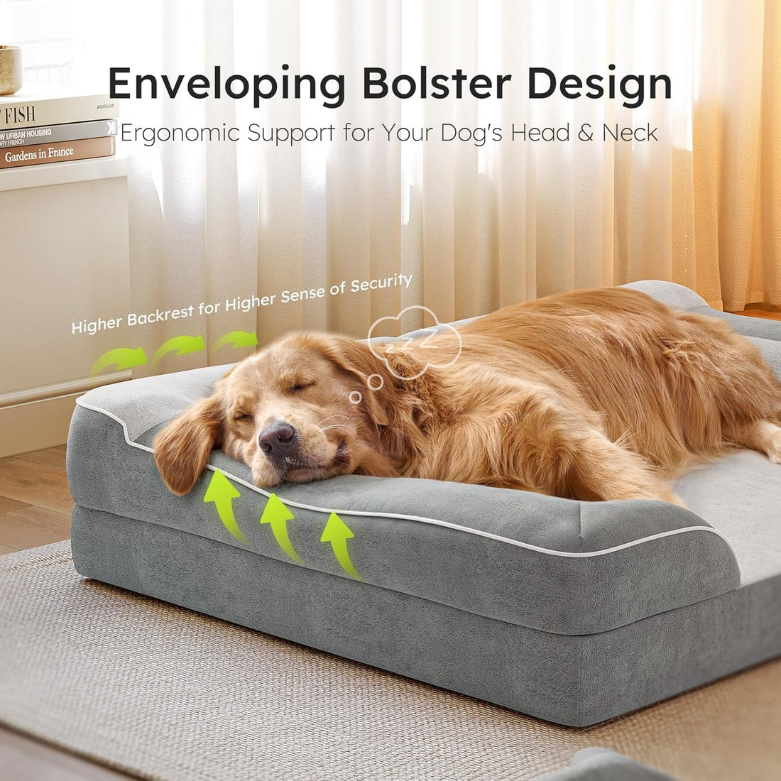 CWAWZ Extra Large Dog Bed, Orthopedic Dog Bed with Cooling Gel Memory