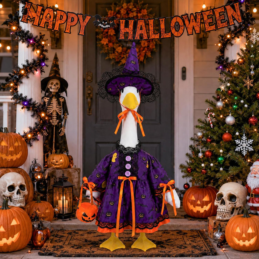 Pumpkin Wizard Porch Goose Outfit for 23" Halloween