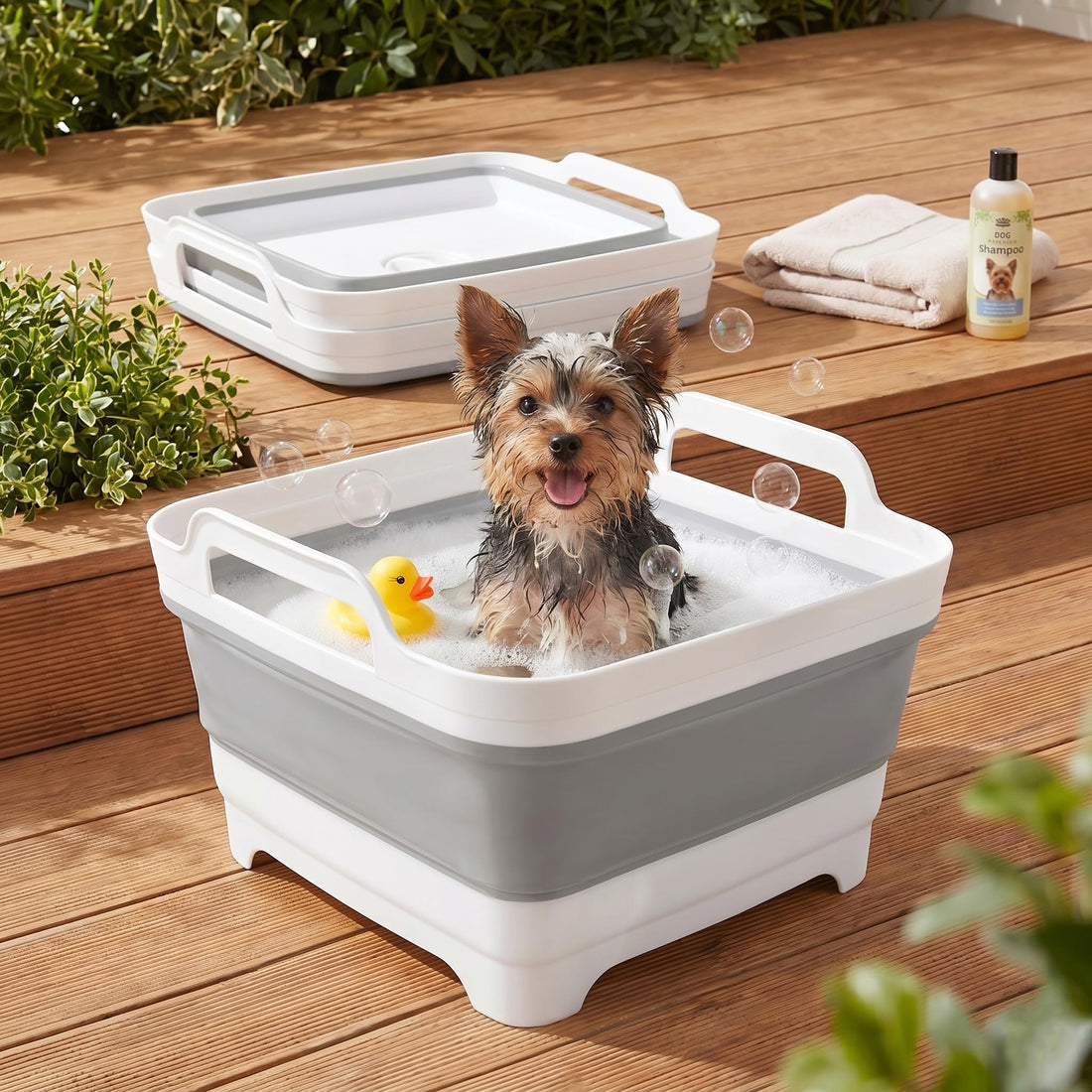 Collapsible Puppy Cat Bath Tub: Portable Small Dog Kitten Shower Tub