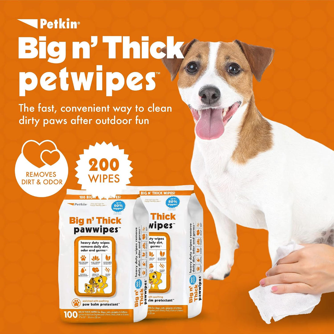 PETKIN Big N Thick PAW Wipes Dog and CAT Wipes